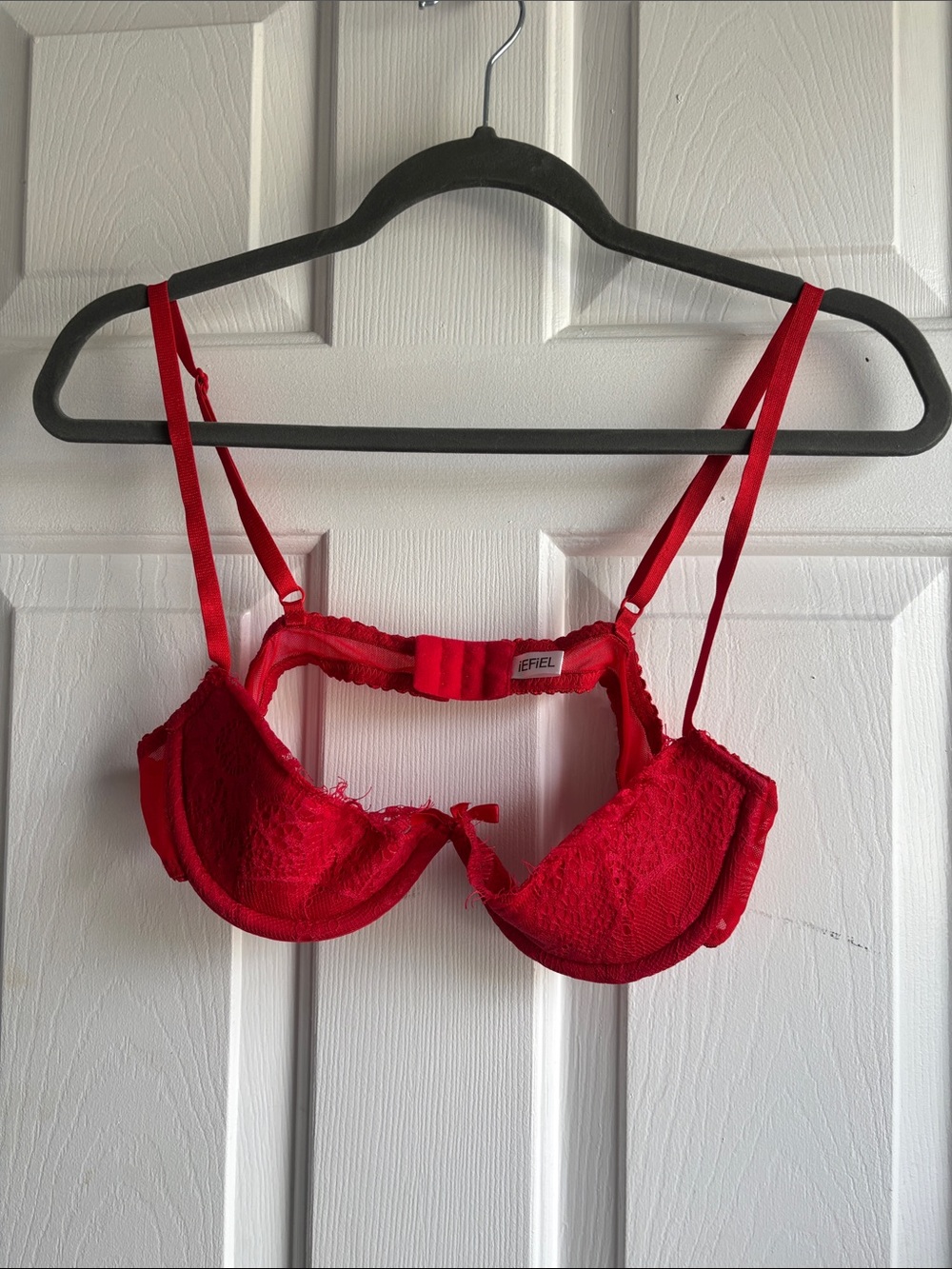 IEFIEL push up bra Red Lace Underwire Bra with Adjustable Straps